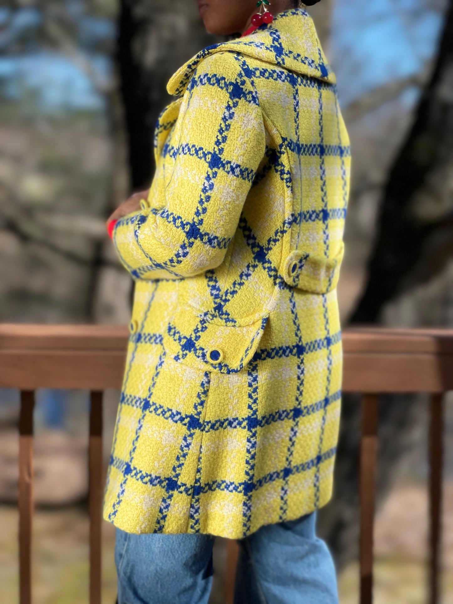 Vintage Yellow Plaid Coat