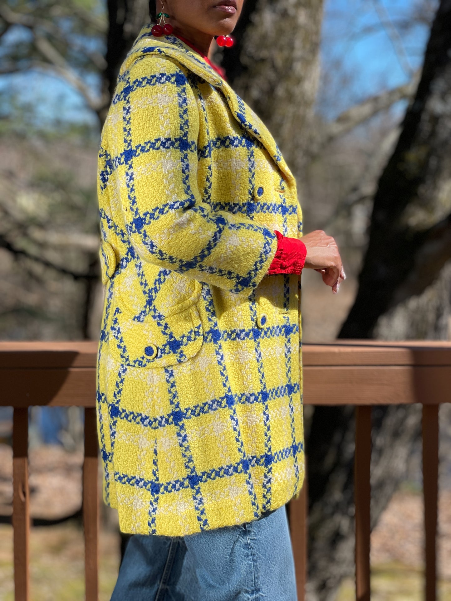 Vintage Yellow Plaid Coat